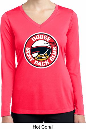 Ladies Shirt Dodge Scat Pack Club Dry Wicking Long Sleeve Tee T-Shirt