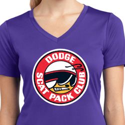 Ladies Shirt Dodge Scat Pack Club Moisture Wicking V-neck Tee T-Shirt Ladies Shirt Dodge Scat Pack Club Moisture Wicking V-neck Tee T-Shirt