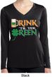 Ladies Shirt Drink Til Yer Green Dry Wicking Long Sleeve Tee T-Shirt