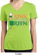 Ladies Shirt Drink Til Yer Green Moisture Wicking V-neck Tee T-Shirt