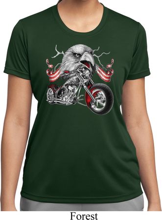Ladies Shirt Eagle Biker Moisture Wicking Tee T-Shirt