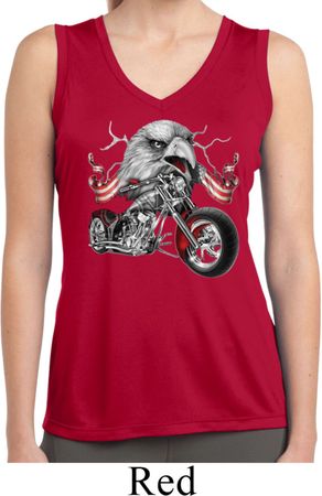 Ladies Shirt Eagle Biker Sleeveless Moisture Wicking Tee