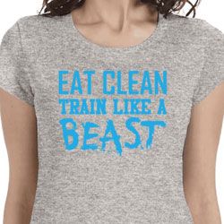 Ladies Shirt Eat Clean Train Like a Beast Longer Length Tee T-Shirt