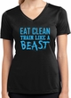 Ladies Shirt Eat Clean Train Like a Beast Moisture Wicking V-neck Tee