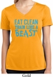 Ladies Shirt Eat Clean Train Like a Beast Moisture Wicking V-neck Tee