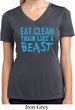 Ladies Shirt Eat Clean Train Like a Beast Moisture Wicking V-neck Tee