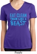 Ladies Shirt Eat Clean Train Like a Beast Moisture Wicking V-neck Tee
