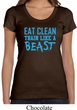 Ladies Shirt Eat Clean Train Like a Beast Scoop Neck Tee T-Shirt