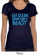 Ladies Shirt Eat Clean Train Like a Beast Scoop Neck Tee T-Shirt