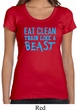 Ladies Shirt Eat Clean Train Like a Beast Scoop Neck Tee T-Shirt