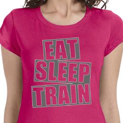 Ladies Shirt Eat Sleep Train Longer Length Tee T-Shirt