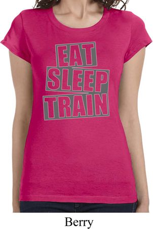 Ladies Shirt Eat Sleep Train Longer Length Tee T-Shirt