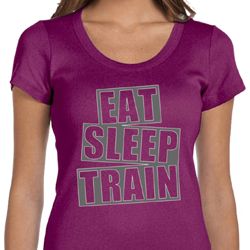 Ladies Shirt Eat Sleep Train Scoop Neck Tee T-Shirt