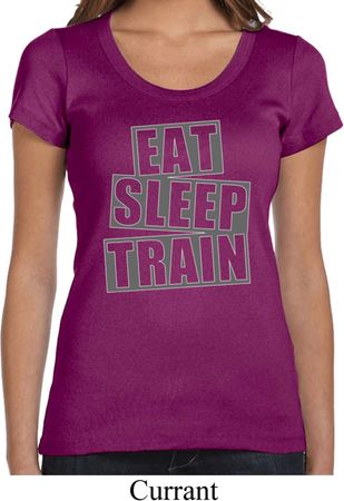 Ladies Shirt Eat Sleep Train Scoop Neck Tee T-Shirt