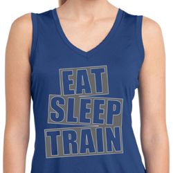 Ladies Shirt Eat Sleep Train Sleeveless Moisture Wicking Tee