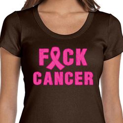 Ladies Shirt F*CK Cancer Scoop Neck Tee T-Shirt