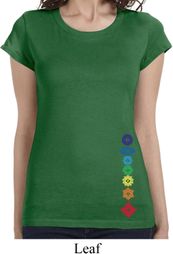 Ladies Shirt Floral Chakras Bottom Print Longer Length Tee T-Shirt