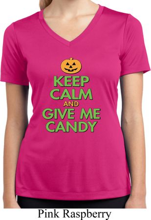 Ladies Shirt Give Me Candy Moisture Wicking V-neck Tee T-Shirt