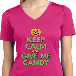 Ladies Shirt Give Me Candy Moisture Wicking V-neck Tee T-Shirt