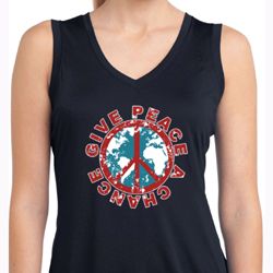 Ladies Shirt Give Peace a Chance Sleeveless Moisture Wicking Tee