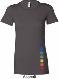 Ladies Shirt Glowing Chakras Bottom Print Longer Length Tee T-Shirt