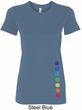 Ladies Shirt Glowing Chakras Bottom Print Longer Length Tee T-Shirt