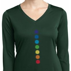 Ladies Shirt Glowing Chakras Dry Wicking Long Sleeve Tee T-Shirt