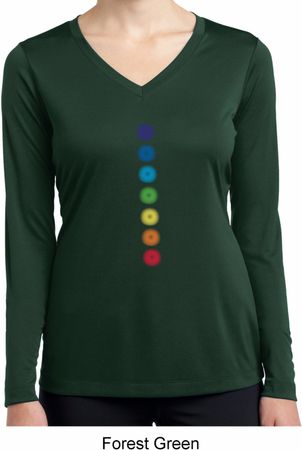 Ladies Shirt Glowing Chakras Dry Wicking Long Sleeve Tee T-Shirt
