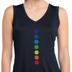 Ladies Shirt Glowing Chakras Sleeveless Moisture Wicking Tee T-Shirt