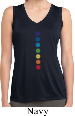 Ladies Shirt Glowing Chakras Sleeveless Moisture Wicking Tee T-Shirt
