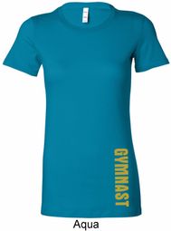 Ladies Shirt Gold Shimmer Gymnast Bottom Print Longer Length T-Shirt