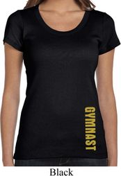 Ladies Shirt Gold Shimmer Gymnast Bottom Print Scoop Neck Tee T-Shirt