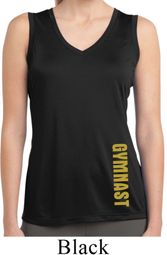 Ladies Shirt Gold Shimmer Gymnast Bottom Print Sleeveless Dry Wicking