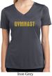 Ladies Shirt Gold Shimmer Gymnast Moisture Wicking V-neck Tee T-Shirt