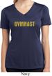 Ladies Shirt Gold Shimmer Gymnast Moisture Wicking V-neck Tee T-Shirt