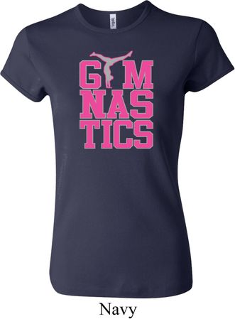Ladies Shirt Gymnastics Text Crewneck Tee T-Shirt