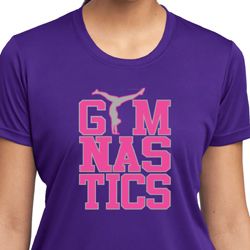 Ladies Shirt Gymnastics Text Moisture Wicking Tee T-Shirt