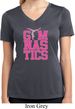 Ladies Shirt Gymnastics Text Moisture Wicking V-neck Tee