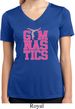 Ladies Shirt Gymnastics Text Moisture Wicking V-neck Tee
