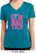 Ladies Shirt Gymnastics Text Moisture Wicking V-neck Tee