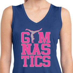 Ladies Shirt Gymnastics Text Sleeveless Moisture Wicking Tee