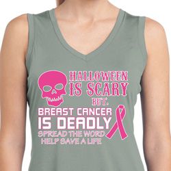 Ladies Shirt Halloween Cancer Deadly Sleeveless Moisture Wicking Tee