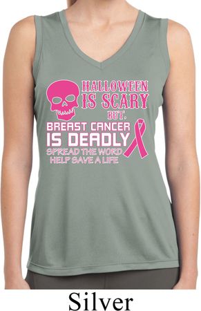 Ladies Shirt Halloween Cancer Deadly Sleeveless Moisture Wicking Tee