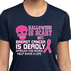 Ladies Shirt Halloween Scary Breast Cancer Deadly Moisture Wicking Tee