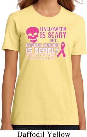 Ladies Shirt Halloween Scary Breast Cancer Deadly Organic Tee T-Shirt