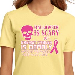 Ladies Shirt Halloween Scary Breast Cancer Deadly Organic Tee T-Shirt