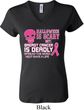 Ladies Shirt Halloween Scary Breast Cancer Deadly V-neck Tee T-Shirt