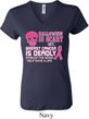 Ladies Shirt Halloween Scary Breast Cancer Deadly V-neck Tee T-Shirt