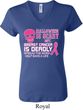 Ladies Shirt Halloween Scary Breast Cancer Deadly V-neck Tee T-Shirt
