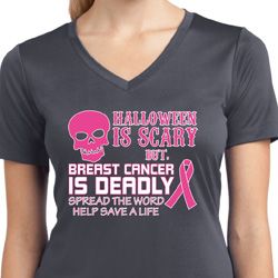 Ladies Shirt Halloween Scary Cancer Deadly Moisture Wicking V-neck Tee